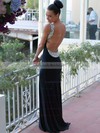 Trumpet/Mermaid Scoop Neck Jersey Sweep Train Crystal Detailing Prom Dresses #LDB02016327