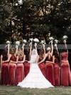 Velvet Scoop Neck A-line Floor-length Bridesmaid Dresses #LDB01014064
