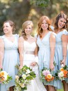 Chiffon V-neck A-line Tea-length Sashes / Ribbons Bridesmaid Dresses #LDB01014082