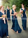 Silk-like Satin V-neck Sheath/Column Sweep Train Bridesmaid Dresses #LDB01014092