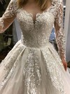 Tulle Scoop Neck Ball Gown Sweep Train Beading Wedding Dresses #LDB00023996