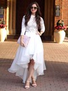 Lace Tulle Scoop Neck A-line Asymmetrical Wedding Dresses #LDB00024020