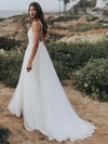 Tulle V-neck A-line Sweep Train Appliques Lace Wedding Dresses #LDB00024030