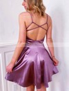 Silk-like Satin V-neck A-line Short/Mini Prom Dresses #LDB020107425