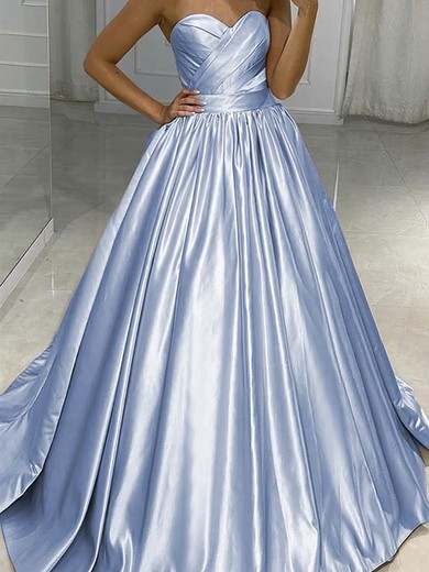 Silk-like Satin Sweetheart Ball Gown Sweep Train Prom Dresses #LDB020107431