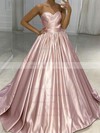 Silk-like Satin Sweetheart Ball Gown Sweep Train Prom Dresses #LDB020107431