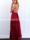 Silk-like Satin V-neck A-line Floor-length Split Front Prom Dresses #LDB020107460
