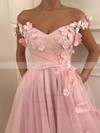 Organza Off-the-shoulder Ball Gown Sweep Train Bow Prom Dresses #LDB020107464