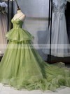 Tulle Sweetheart Ball Gown Sweep Train Tiered Prom Dresses #LDB020107466