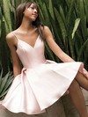 Satin V-neck A-line Short/Mini Prom Dresses #LDB020107491