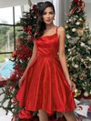 Silk-like Satin Square Neckline A-line Knee-length Prom Dresses #LDB020107511