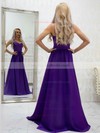 Silk-like Satin V-neck A-line Sweep Train Appliques Lace Prom Dresses #LDB020107574
