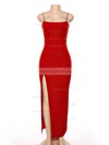 Jersey Square Neckline Sheath/Column Floor-length Split Front Prom Dresses #LDB020107580