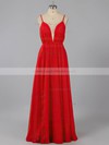 Sheath/Column Red V-neck Split Front Chiffon Coolest Backless Prom Dress #LDB02016790