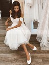 Tulle Off-the-shoulder A-line Tea-length Prom Dresses #LDB020107583