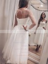 Tulle Scoop Neck A-line Tea-length Prom Dresses #LDB020107584
