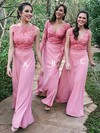 Silk-like Satin Square Neckline A-line Floor-length Appliques Lace Bridesmaid Dresses #LDB01014163