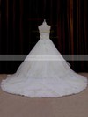 Vintage Sweetheart Ivory Tulle Appliques Lace Chapel Train Wedding Dresses #LDB00021632