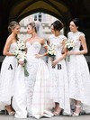 Lace Scoop Neck A-line Asymmetrical Bridesmaid Dresses #LDB01014182