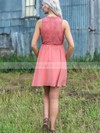 Chiffon V-neck A-line Short/Mini Appliques Lace Bridesmaid Dresses #LDB01014192