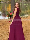 Chiffon V-neck A-line Floor-length Split Front Bridesmaid Dresses #LDB01014194