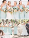 Chiffon One Shoulder A-line Floor-length Appliques Lace Bridesmaid Dresses #LDB01014196