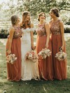 Tulle Glitter Scoop Neck A-line Floor-length Bridesmaid Dresses #LDB01014197