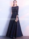 Silk-like Satin Scoop Neck A-line Floor-length Appliques Lace Bridesmaid Dresses #LDB01014207