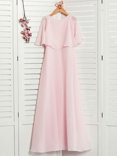 Chiffon Scoop Neck A-line Floor-length Bridesmaid Dresses #LDB01014210