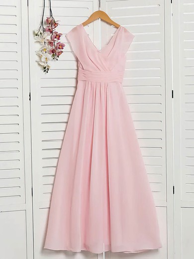 Chiffon V-neck A-line Floor-length Ruffles Bridesmaid Dresses #LDB01014211