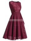 Chiffon Scoop Neck A-line Knee-length Lace Bridesmaid Dresses #LDB01014217