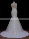 Perfect Trumpet/Mermaid Scoop Neck Tulle Appliques Lace Ivory Wedding Dresses #LDB00021638