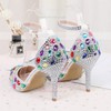 Women's Closed Toe Stiletto Heel PVC Rhinestone Wedding Shoes #LDB03030951