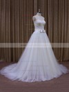 Simple Sweetheart Sashes / Ribbons Ivory Tulle Chapel Train Wedding Dresses #LDB00021640