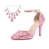 Women's Closed Toe Stiletto Heel PVC Rhinestone Wedding Shoes #LDB03030957