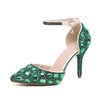 Women's Closed Toe Stiletto Heel PVC Rhinestone Wedding Shoes #LDB03030962