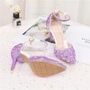 Women's Closed Toe Stiletto Heel PVC Rhinestone Wedding Shoes #LDB03030966
