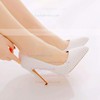 Women's Pumps Stiletto Heel PVC Pearl Wedding Shoes #LDB03030974