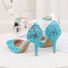 Women's Closed Toe Stiletto Heel PVC Rhinestone Wedding Shoes #LDB03030976