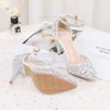 Women's Closed Toe Stiletto Heel PVC Rhinestone Wedding Shoes #LDB03030979