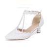 Women's Closed Toe Kitten Heel PVC Buckle Wedding Shoes #LDB03030986