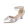 Women's Closed Toe Kitten Heel PVC Rhinestone Wedding Shoes #LDB03030988
