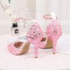 Women's Closed Toe Stiletto Heel PVC Rhinestone Wedding Shoes #LDB03030993