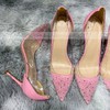 Women's Pumps Stiletto Heel PVC Beading Wedding Shoes #LDB03031019