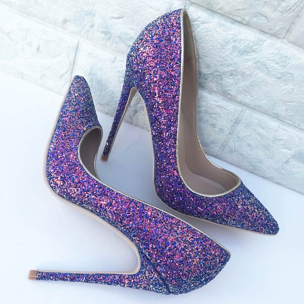 Women's Pumps Stiletto Heel PVC Sparkling Glitter Wedding Shoes #LDB03031022