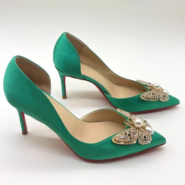 Women's Pumps Stiletto Heel PVC Bowknot Wedding Shoes #LDB03031046