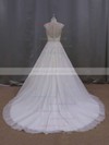 Scoop Neck Ivory Tulle Appliques Lace Cap Straps Ball Gown Wedding Dresses #LDB00021646