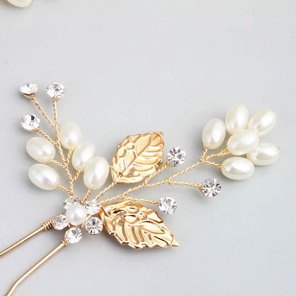 Hairpins Imitation Pearls Gold Headpieces #LDB03020289