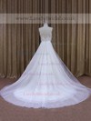 Princess White Lace Tulle Beading Watteau Train Wedding Dresses #LDB00021649