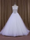 Boutique Sweetheart Tulle Sweep Train Pearl Detailing White Wedding Dresses #LDB00021651